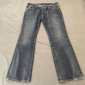 Affliction Jeans Mens 40 Cooper Relaxed Boot Distressed Stitching Denim Pants